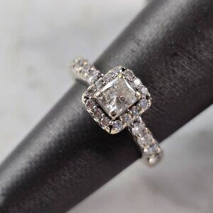 Womens Vintage Estate 14K White Gold Diamond Engagement Ring, 5.0g E3623